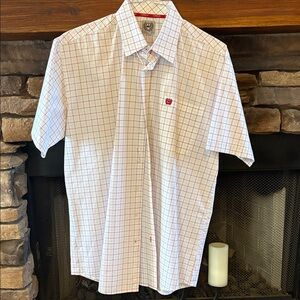 Cinch Men's Red and White Checkered Button Down Shirt